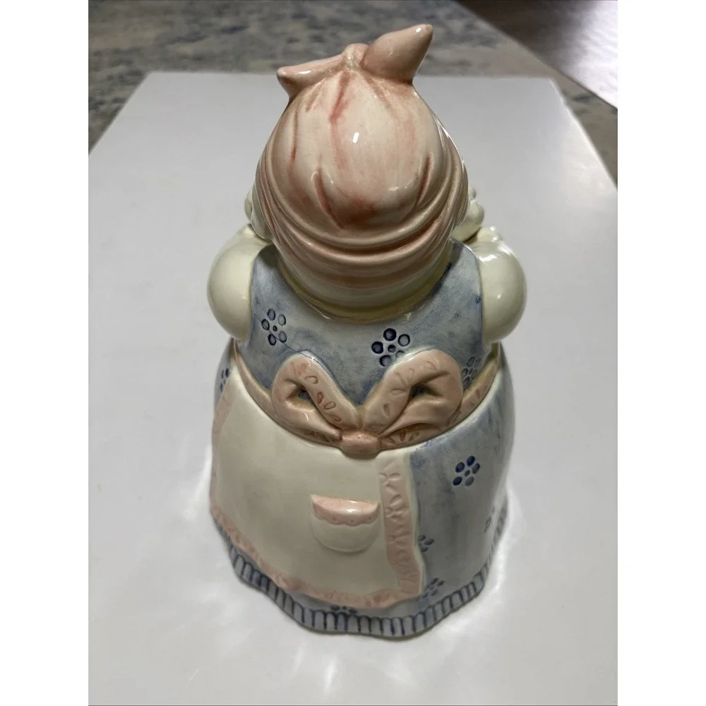 Ceramic Pig Cutest Cookie Jar Ever Momma Pig In Apron with 4 Little Piglets EUC
